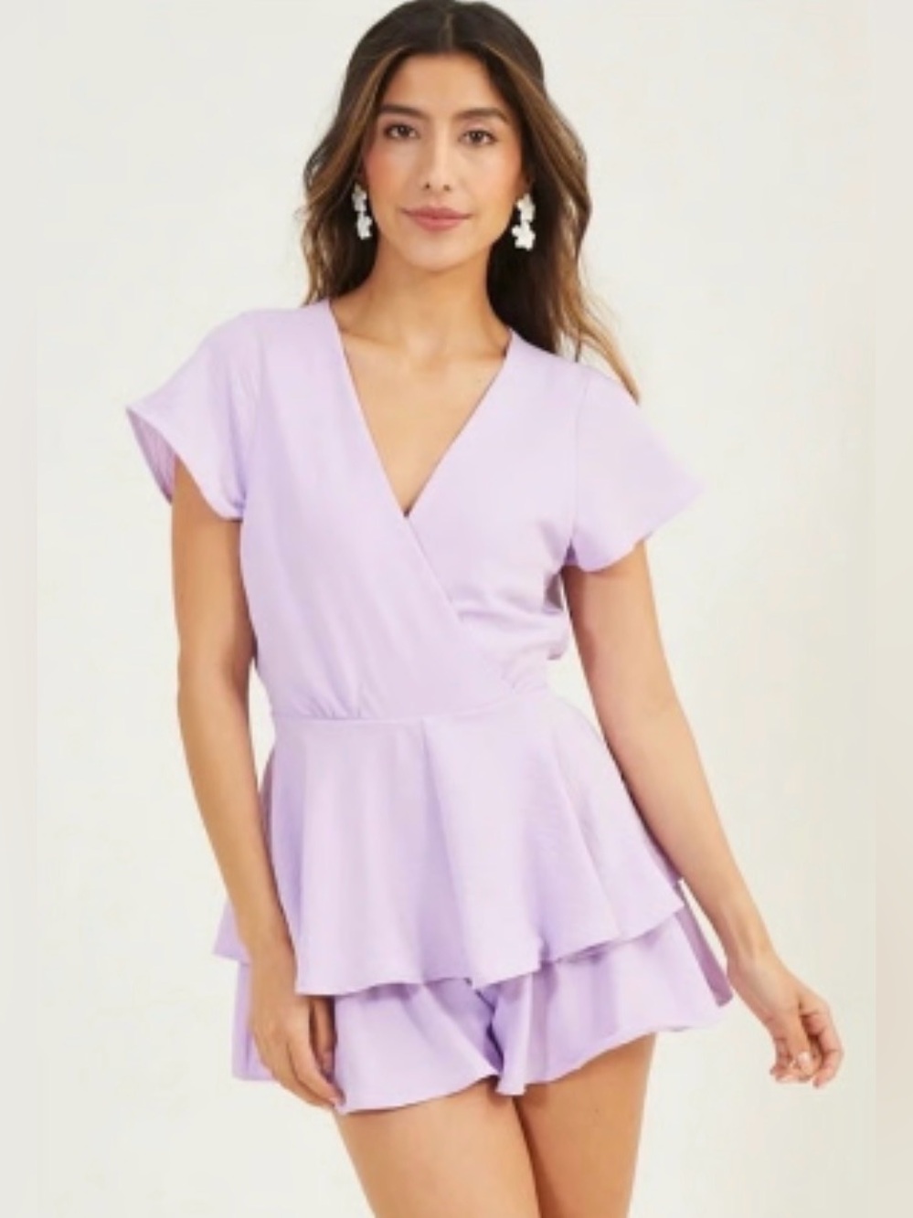 Altar’d State Lavender/Lilac Wrap Peplum Romper Size XS. GUC.